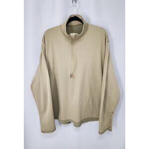 Military Mens XL Base Layer Pullover Green Waffle Knit 1/4 Zip Thermal Polartech